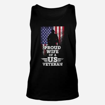 Proud Wife Of A Veteran American Flag Shirt Unisex Tank Top | Crazezy