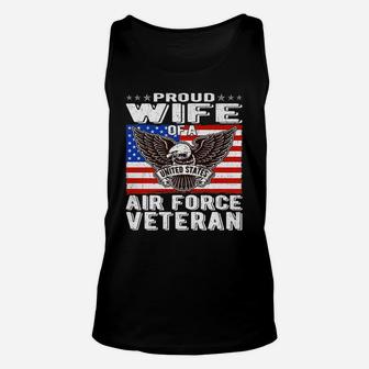 Proud Wife Of Us Air Force Veteran Patriotic Military Spouse Unisex Tank Top | Crazezy