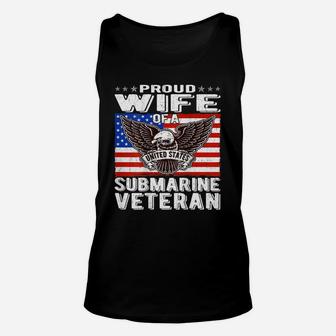 Proud Wife Of Us Submarine Veteran Patriotic Military Spouse Unisex Tank Top | Crazezy AU