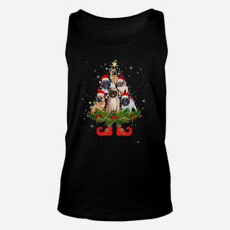 Pug Christmas Tree Lights Funny Santa Hat Dog Lover Unisex Tank Top | Crazezy AU