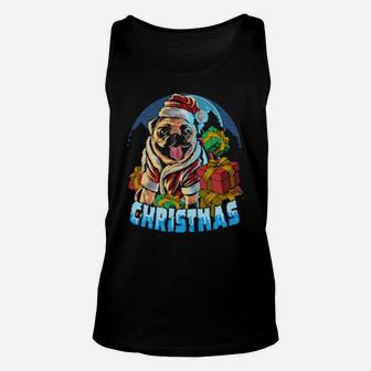 Pug Dog Wearing Santa Claus Unisex Tank Top - Monsterry AU