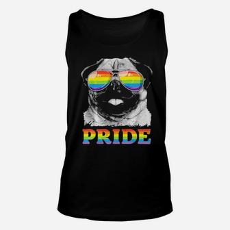 Pug Gay Pride Lgbt Rainbow Flag Sunglasses Lgbtq Unisex Tank Top - Monsterry AU