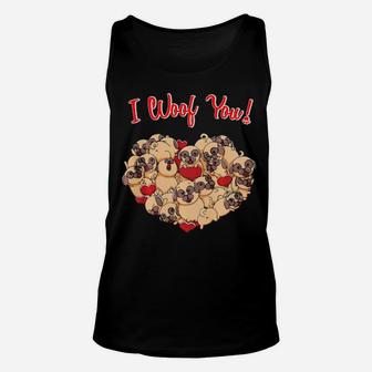 Pug I Woof You Pugs Dog Lovers Valentines Day Unisex Tank Top - Monsterry DE