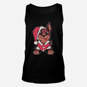 Puppy With Santa Costume Unisex Tank Top - Monsterry AU