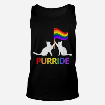 Purride Cute Vintage Lgbt Gay Lesbian Pride Cat Unisex Tank Top - Monsterry