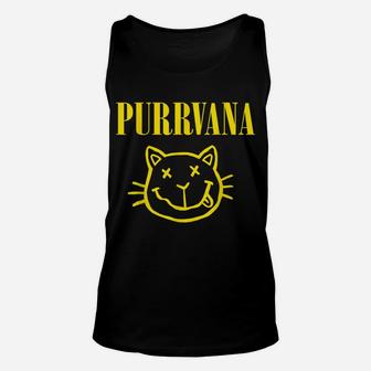 Purrvana Funny Rock Music Band Gift Shirt For Cat Lovers Unisex Tank Top | Crazezy CA