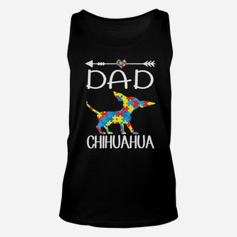 Puzzle Heart Dad Chihuahua Autism Awareness Gift Unisex Tank Top - Monsterry UK
