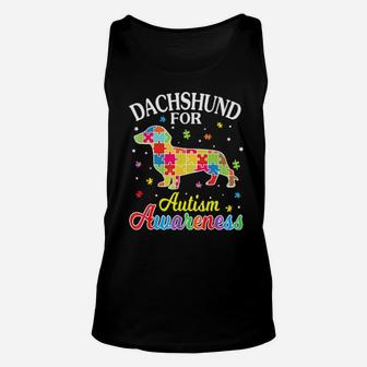 Puzzles Game Body Dog Dachshund For Autism Awareness Unisex Tank Top - Monsterry