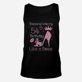 Queen Stepping Into My 54Th Birthday Like A Boss Born 1967 Unisex Tank Top | Crazezy