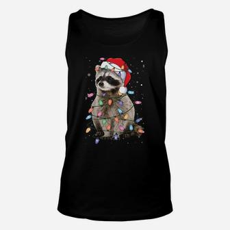 Raccoon Christmas Tree Lights Pajama Racoon Lover Xmas Gift Sweatshirt Unisex Tank Top | Crazezy