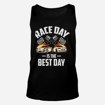 Race Day Is The Best Day | Cute Car Racer Funny Driving Gift Unisex Tank Top | Crazezy