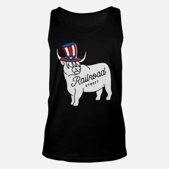 Railroad Street Uncle Sam 4Th Of July Bull Unisex Tank Top - Monsterry