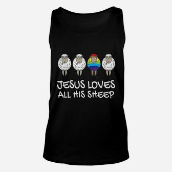 Rainbow Jesus Loves All His Sheep Unisex Tank Top | Crazezy AU