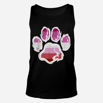 Rainbow Lesbian Pride Furry Dog Paw Print Lgbt Unisex Tank Top - Monsterry