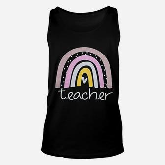 Rainbow Teacher Teacher Love Heart Cute Unisex Tank Top | Crazezy UK