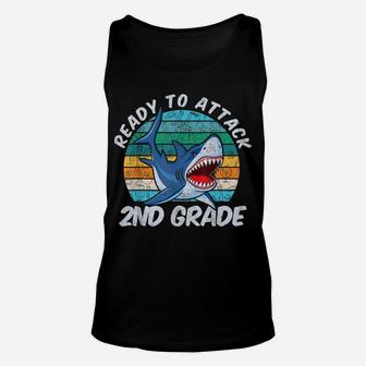 Ready To Attack 2Nd Grade Shark Gift 100 Days Of School Unisex Tank Top | Crazezy UK