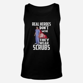 Real Heroes Dont Wear Capes They Wear Scrus Unisex Tank Top | Crazezy DE