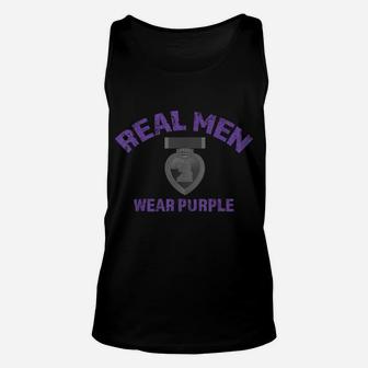 Real Men Wear Purple Shirt Wounded Veteran Purple Heart Tee Unisex Tank Top | Crazezy CA