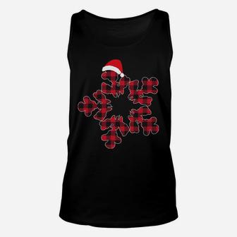 Red & Black Christmas Buffalo Plaid Snowflakes Santa Hat Unisex Tank Top | Crazezy CA