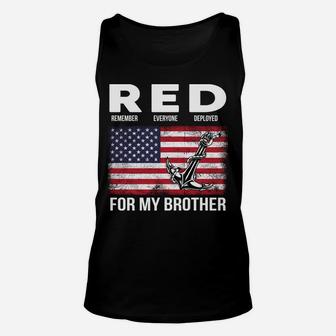 Red For My Brother American Soldiers Support Red Friday Unisex Tank Top | Crazezy
