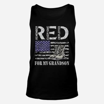 Red Friday For My Grandson Deployed Military Veteran Us Flag Unisex Tank Top | Crazezy DE