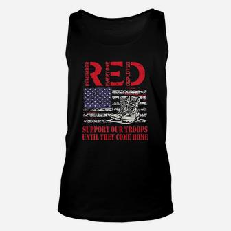 Red Friday Military Support Our Troops Us Flag Army Navy Unisex Tank Top | Crazezy CA