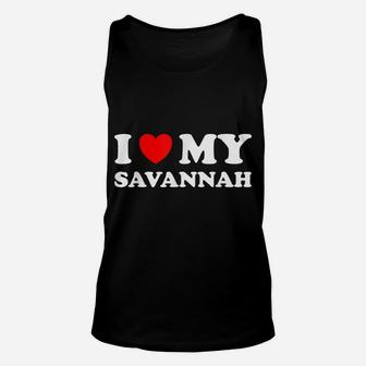 Red Heart I Love My Savannah Cat Lovers Unisex Tank Top | Crazezy UK