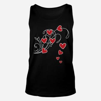 Red Hearts In Flower Shape For Romantics Unisex Tank Top - Monsterry