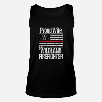 Red Line Flag Product Proud Wife Of A Wildland Firefighter Unisex Tank Top - Thegiftio UK