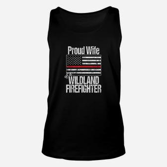 Red Line Flag Product Proud Wife Of A Wildland Firefighter Unisex Tank Top - Thegiftio UK