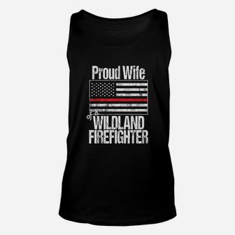 Red Line Flag Product Proud Wife Of A Wildland Firefighter Unisex Tank Top - Thegiftio UK