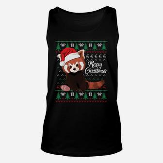 Red Panda Christmas Ugly Sweater Merry Xmas Pajamas Gift Sweatshirt Unisex Tank Top | Crazezy