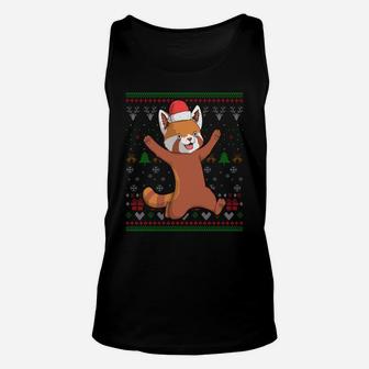 Red Panda Santa Claus Ugly Christmas Pattern X-Mas Holiday Sweatshirt Unisex Tank Top | Crazezy