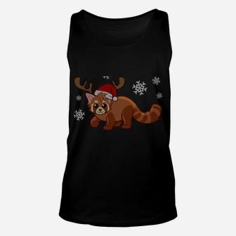 Red Panda Xmas Reindeer Ugly Christmas Sweatshirt Unisex Tank Top | Crazezy DE