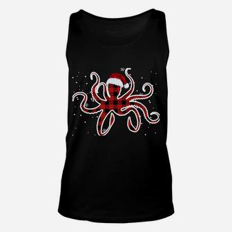 Red Plaid Octopus Pajama Family Buffalo Christmas Sweatshirt Unisex Tank Top | Crazezy