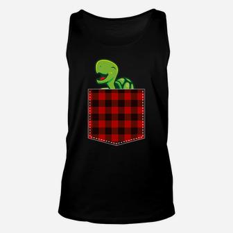 Red Plaid Turtle In Pocket Buffalo Family Pajama Christmas Unisex Tank Top | Crazezy AU