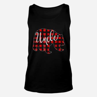 Red Plaid Uncle Bear Matching Pajama Family Buffalo Unisex Tank Top | Crazezy