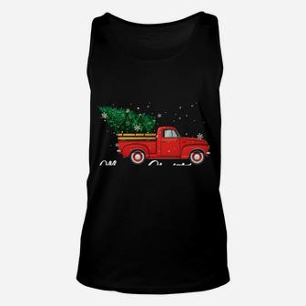 Red Truck Pick Up Christmas Tree Vintage Retro Hoodies Unisex Tank Top | Crazezy CA