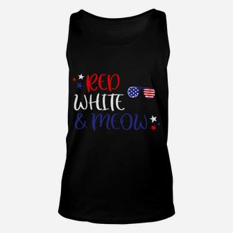 Red White And Meow 4Th Of July Unisex Tank Top - Monsterry