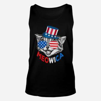 Red White Blue Cat 4Th Of July Meowica American Flag Unisex Tank Top | Crazezy