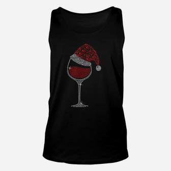 Red Wine Glass Christmas Funny Santa Hat Xmas Women Gift Unisex Tank Top | Crazezy