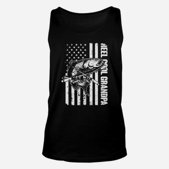 Reel Cool Grandpa American Flag Fisherman Shirt Unisex Tank Top - Thegiftio UK