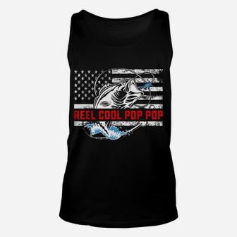 Reel Cool Pop Pop Shirt American Flag Fishing Birthday Gifts Unisex Tank Top | Crazezy CA