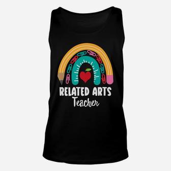 Related Arts Teacher, Funny Boho Rainbow For Teachers Unisex Tank Top | Crazezy
