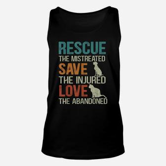 Rescue Save Love Cute Animal Rescue Dog Cat Lovers Tees Unisex Tank Top | Crazezy