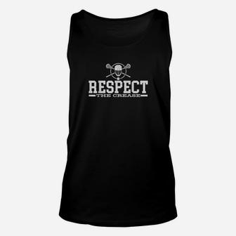 Respect The Crease Lacrosse Goalie Motif Distressed Lax Unisex Tank Top - Monsterry