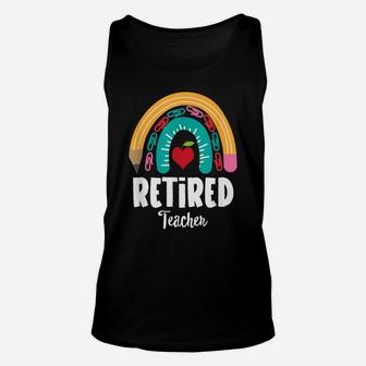 Retired Teacher, Funny Boho Rainbow For Teachers Unisex Tank Top | Crazezy