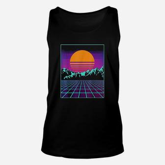 Retro 80s Aesthetic Outrun Style Sun Unisex Tank Top - Thegiftio