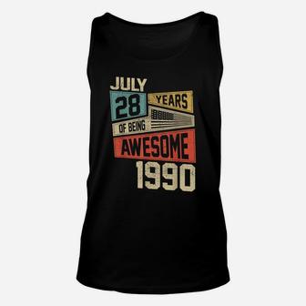 Retro Awesome Born In July 1990 28Th Birthday Gift 28 Years Unisex Tank Top | Crazezy