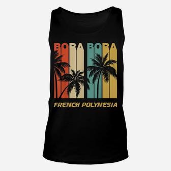 Retro Bora Bora French Polynesia Palm Trees Vacation Unisex Tank Top | Crazezy UK